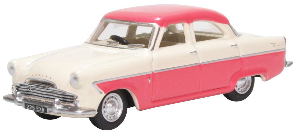 OXFORD DIECAST 1:76 Scale Ford Zodiac MKII Ermine White and Pink