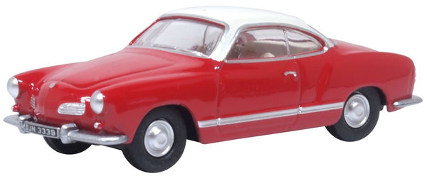 Model of the Henna Red and Pearl White VW Karmann Ghia by Oxford