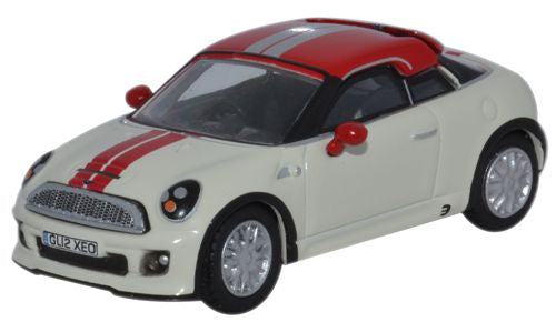 Oxford Diecast Mini Coupe Pepper White and Chilli Red - 1:76 Scale 76MC001