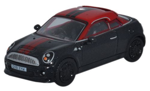 Oxford Diecast Mini Coupe Midnight Black/Red - 1:76 Scale 76MC002