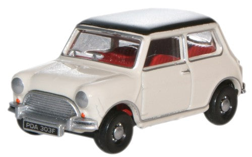 Oxford Diecast Old English White/Black Austin Mini - 1:76 Scale 76MN002