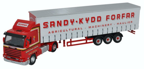 Oxford Diecast Scania 143 Short Curtainside Sandy Kydd 76S143004