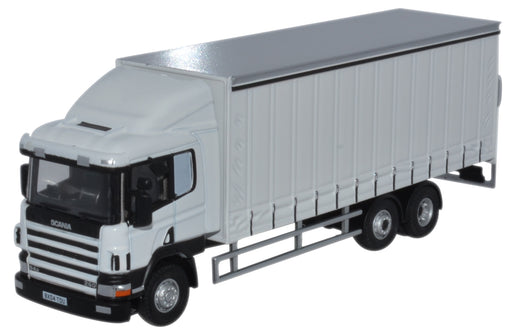Oxford Diecast Scania 6 Wheel Curtainside Lorry White - 1:76 Scale 76S94003