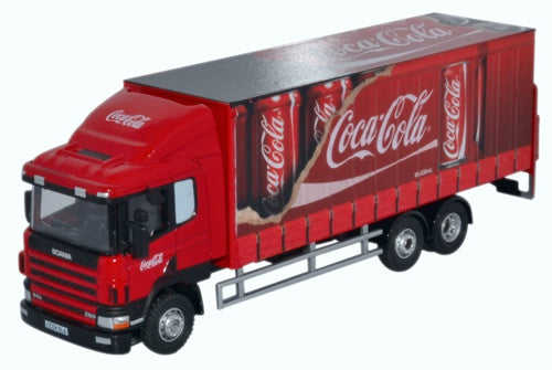 Oxford Diecast Scania 94D 6 Wheel Curtainside Coca Cola 76S94004CC