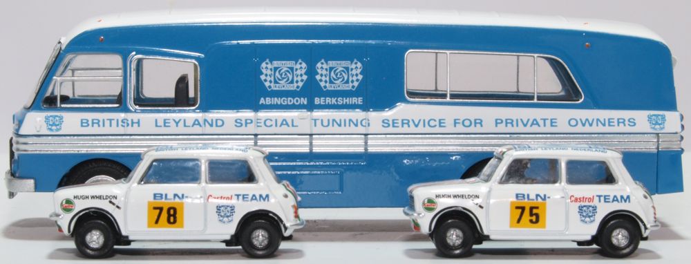 Oxford Diecast BMC Transporter & 2 Mini 1275GT Set British Leyland Ned 76SET54