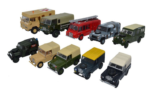 Oxford Diecast 10 Piece Land Rover Military Set 76SET57