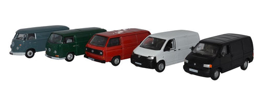 Oxford Diecast 5 Piece VW Van Set T1/T2/T3/T4/T5 76SET66