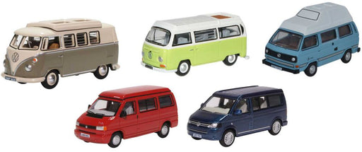 Oxford Diecast 5 Piece VW Camper Set T1/T2/T3/T4/T5/ 76SET67