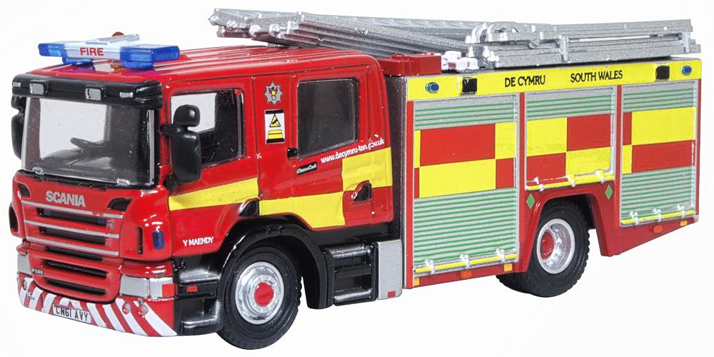 Oxford Diecast South Wales Fire & Rescue Scania Pump Ladder CP28 76SFE012