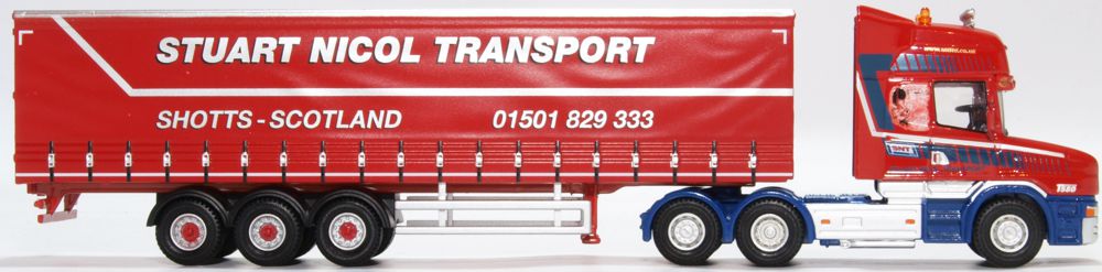 Oxford Diecast Scania T Cab Short Curtainside Stuart Nicol Transport 76TCAB010