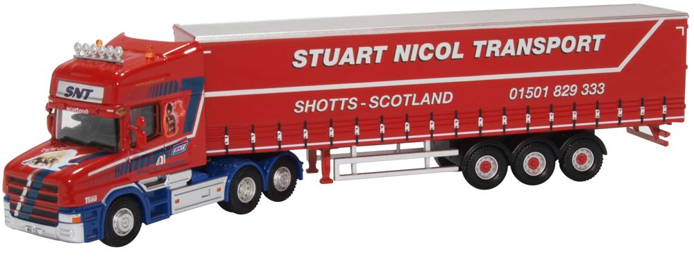 Oxford Diecast Scania T Cab Short Curtainside Stuart Nicol Transport 76TCAB010