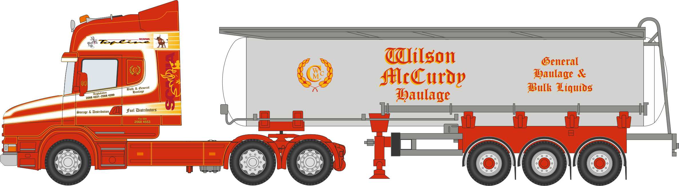 Oxford Diecast Scania T Cab Cylindrical Tanker Wilson Mccurdy 1:76 Line Drawing
