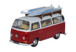 Oxford Diecast VW Bay Window Bus/Surfboards Montana Red/White - 1:76 S 76VW024