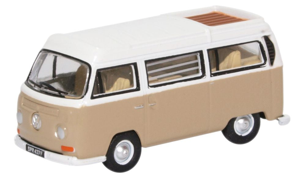 VW Bay Window Camper Savannah Beige/White by Oxford Diecast 1:76 Scale