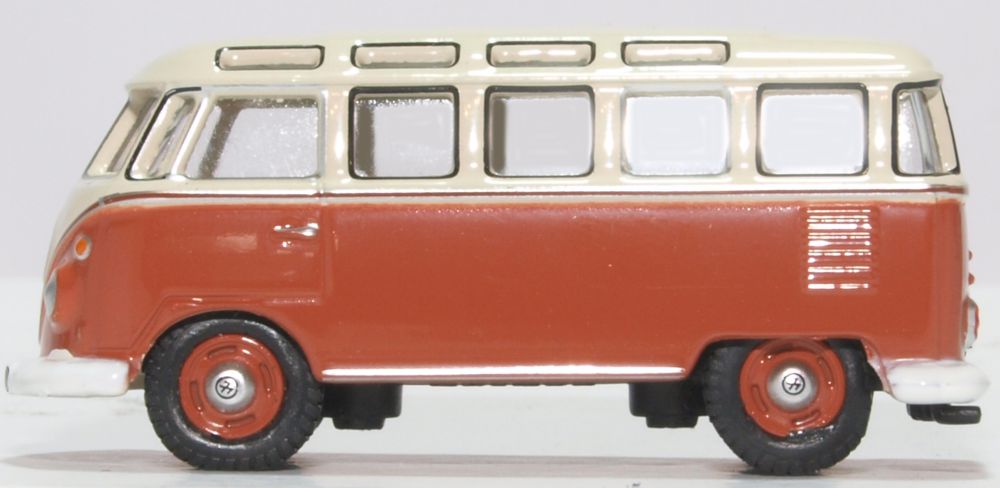 Oxford Diecast VW T1 Samba Bus Sealing Wax Red Beige Grey 76VWS001