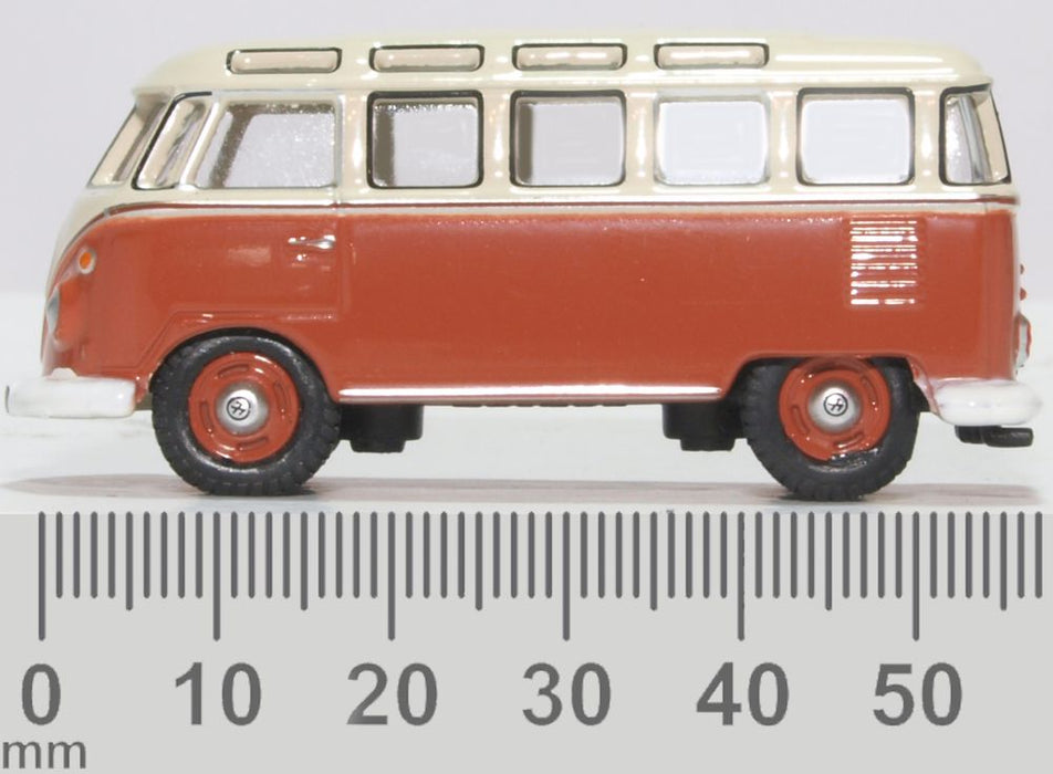 Oxford Diecast VW T1 Samba Bus Sealing Wax Red Beige Grey 76VWS001