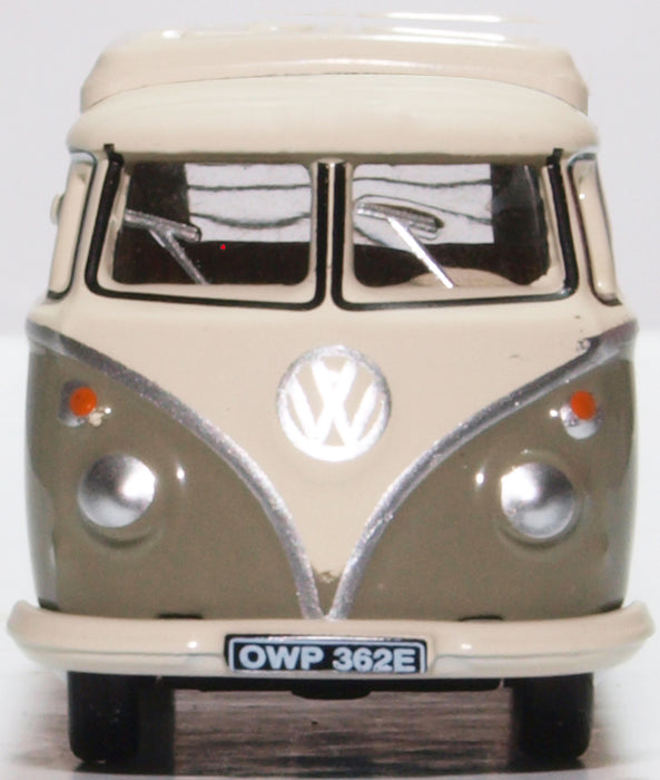 Oxford Diecast VW T1 Camper Mouse Grey/pearl White 76VWS006 1:767 Scale Front