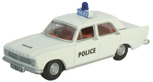 Oxford Diecast Ford Zephyr White Police Car - 1:76 Scale 76ZEP003