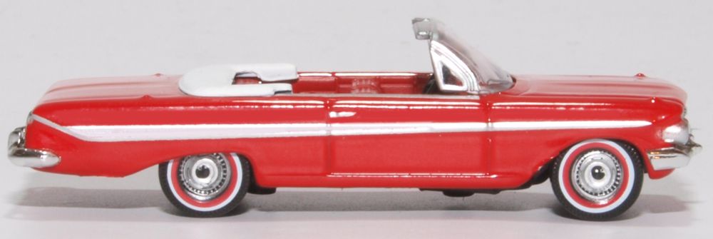 Oxford Diecast Chevrolet Impala 1961 Convertible Roman Red/white 87CI61002