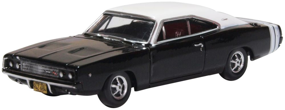 Oxford Diecast Dodge Charger 1968 Black/white 87DC68003