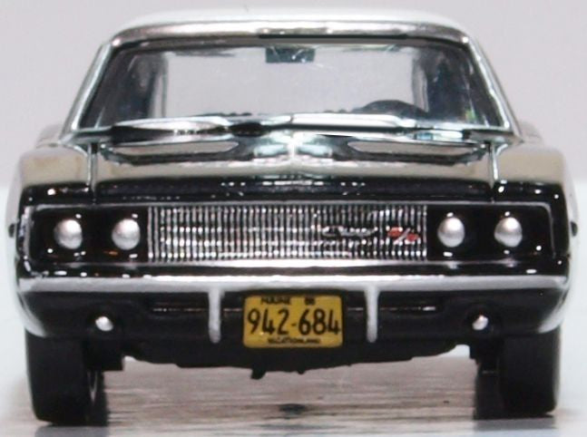 Oxford Diecast Dodge Charger 1968 Black/white 87DC68003