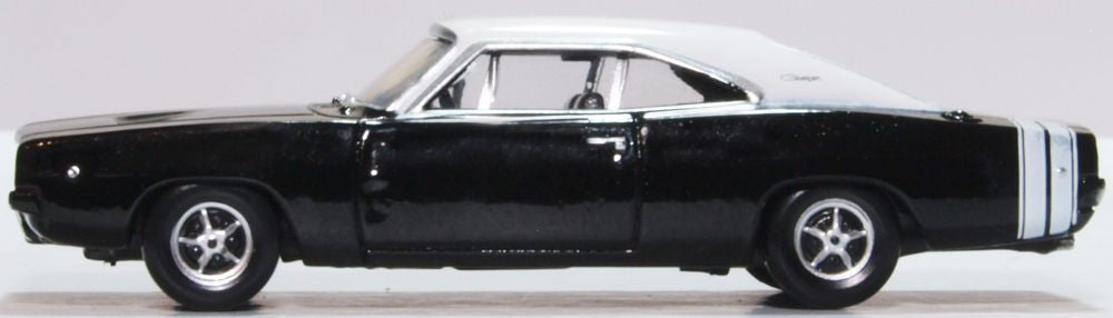 Oxford Diecast Dodge Charger 1968 Black/white 87DC68003
