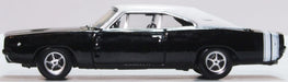Oxford Diecast Dodge Charger 1968 Black/white 87DC68003