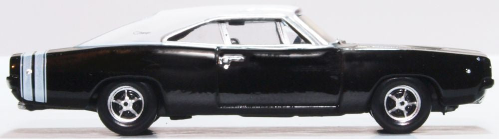 Oxford Diecast Dodge Charger 1968 Black/white 87DC68003