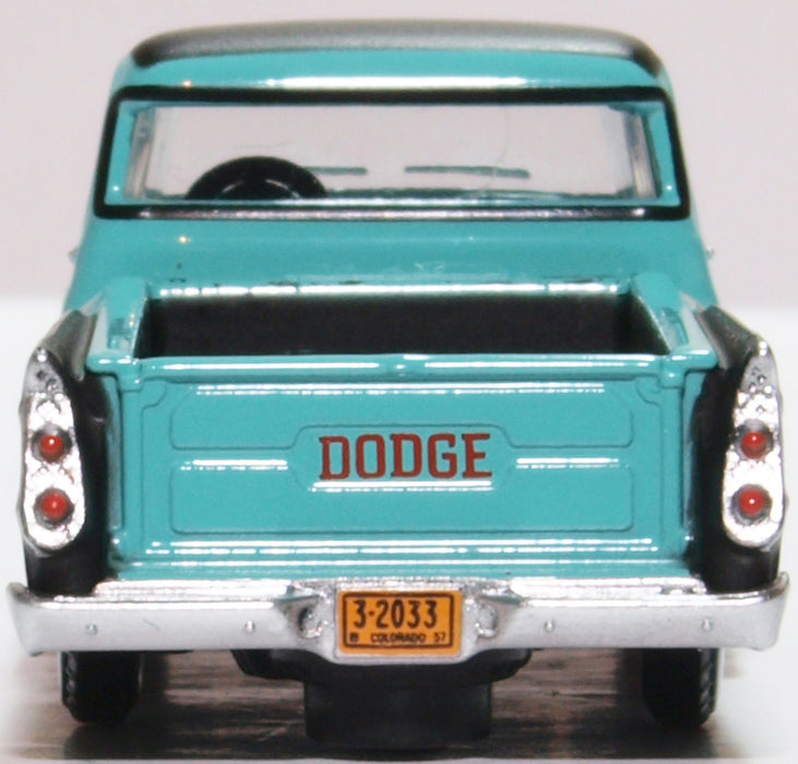 Oxford Diecast Dodge D100 Sweptside Pick Up 1957 Turquoise/Jewel Black 87DP57002
