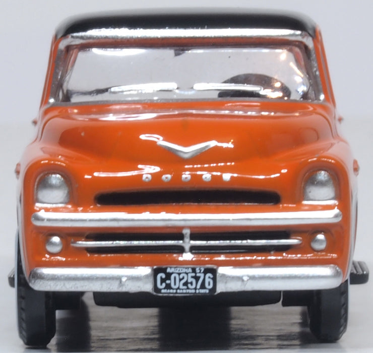 Oxford Diecast Dodge D100 Pick Up 1957 Omaha Orange and Jewel Black