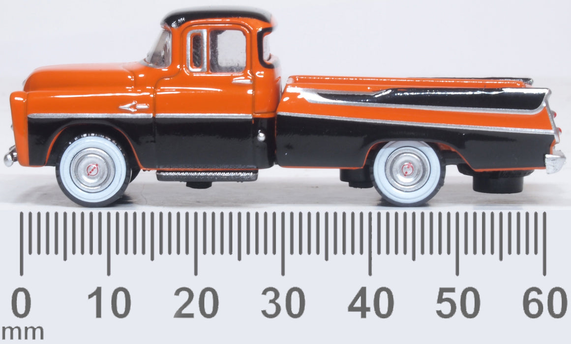 Oxford Diecast Dodge D100 Pick Up 1957 Omaha Orange and Jewel Black