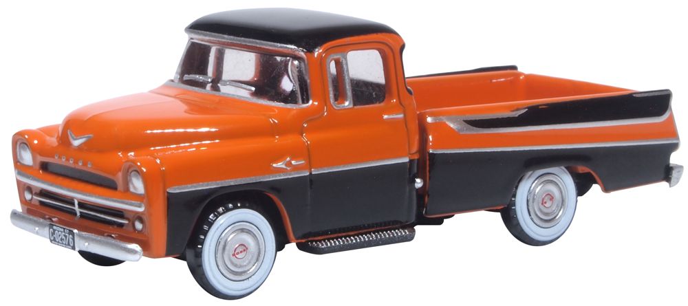 Oxford Diecast Dodge D100 Pick Up 1957 Omaha Orange and Jewel Black