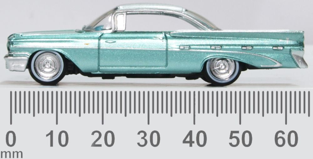 Oxford Diecast Pontiac Bonneville Coupe 1959 Seaspray Green 87PB59003 Measurements