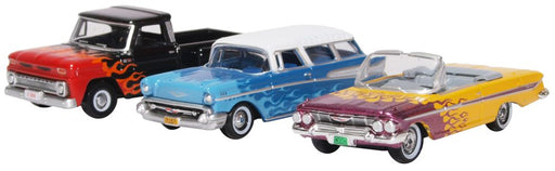 Oxford Diecast 3 Piece Set Chevrolet Hot Rods 87SET001