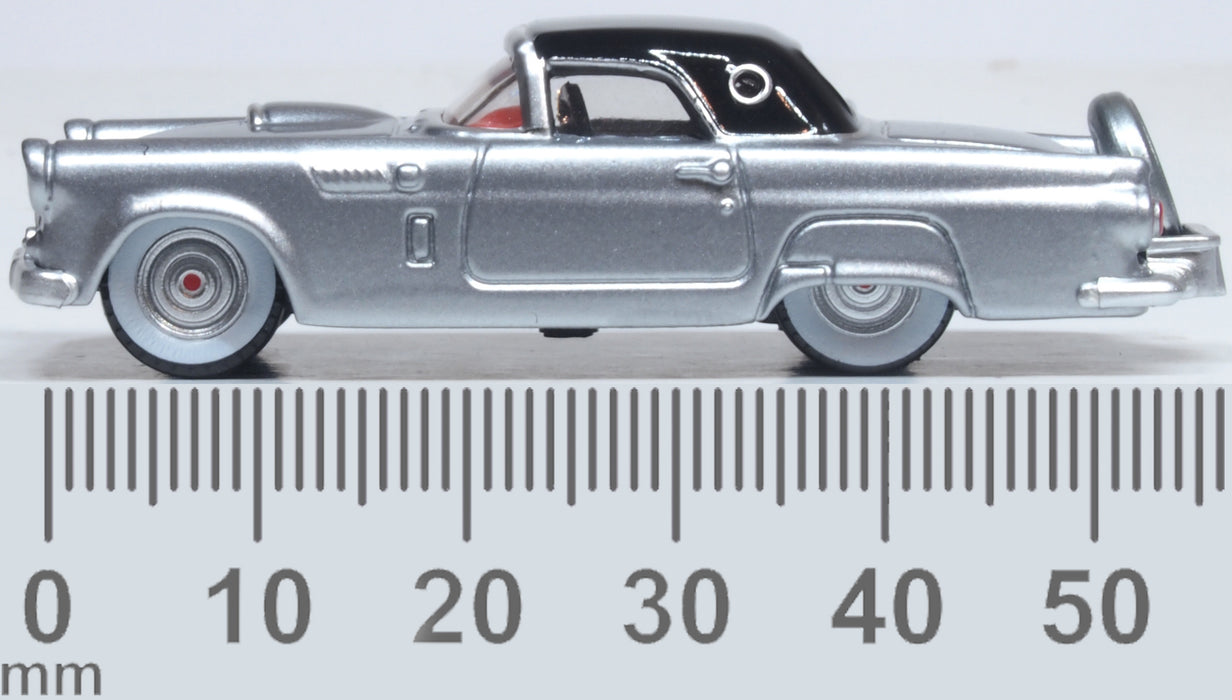 Oxford Diecast Ford Thunderbird 1956 Gray Metallic and Raven Black