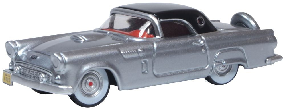 Oxford Diecast Ford Thunderbird 1956 Gray Metallic and Raven Black