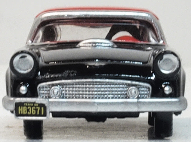 Oxford Diecast Raven Black/Fiesta Red Ford Thunderbird 1956 87TH56008