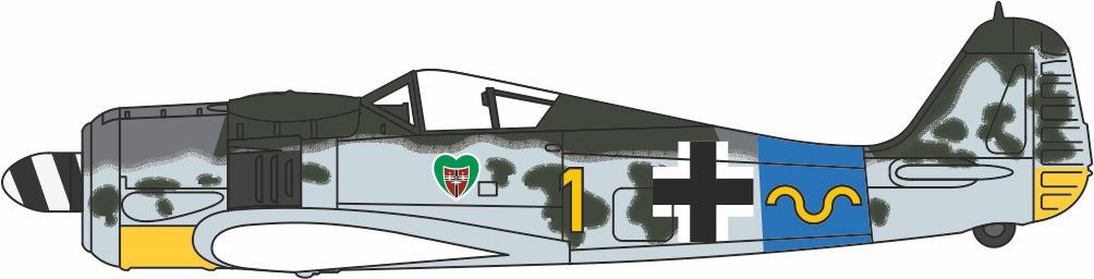 Oxford Diecast Focke Wulf 190a 15/jg 54, Hauptmann Rudolf Klemm - No Swastika AC090S