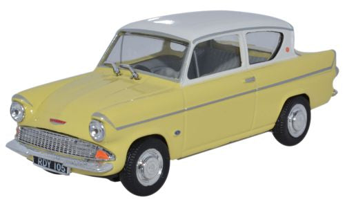 Cararama Ford Anglia 105E Sunburst Yellow/Ermine White - 1:43 Scale CR034