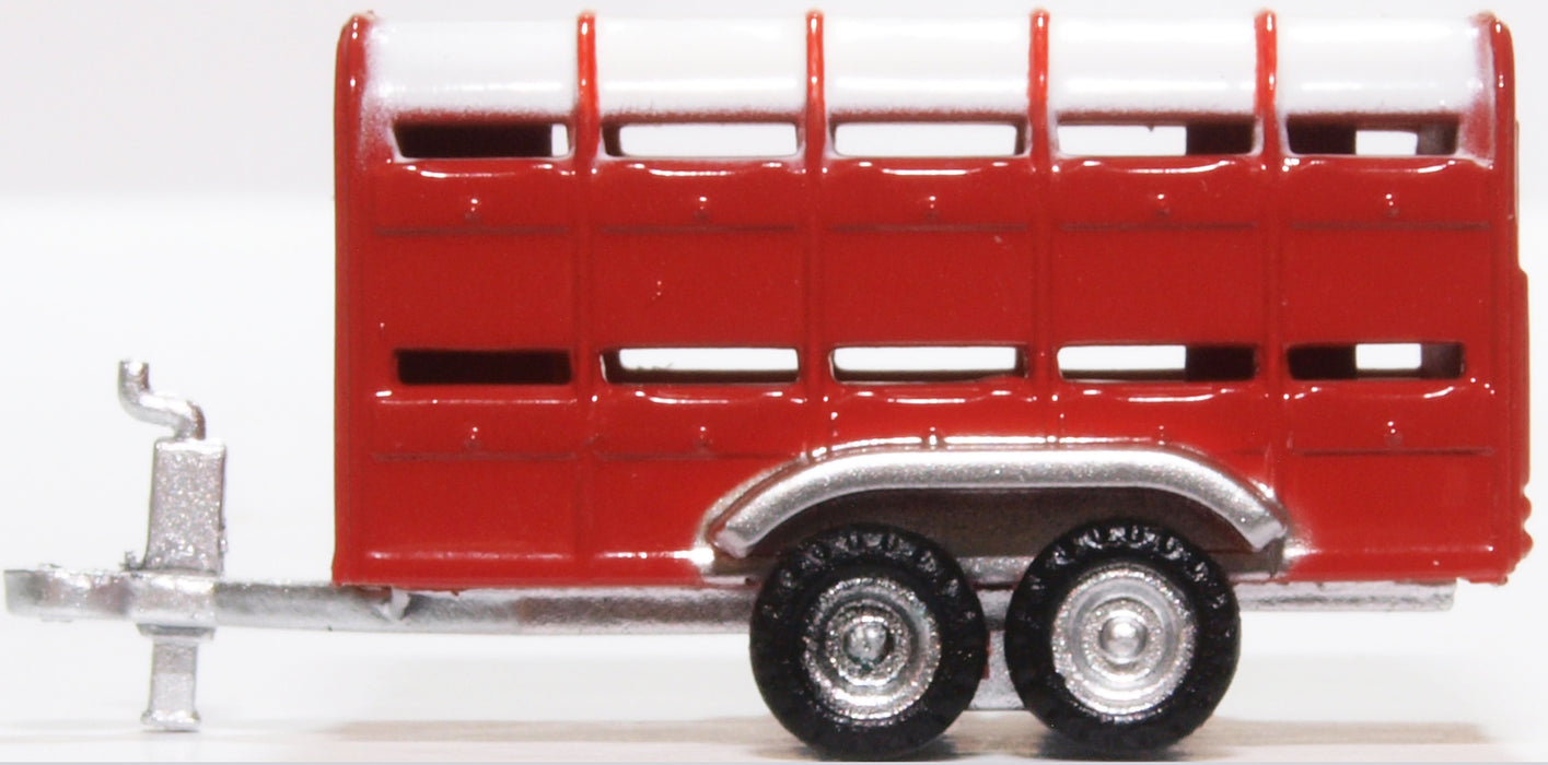 Oxford Diecast Livestock Trailer Red NFARM004