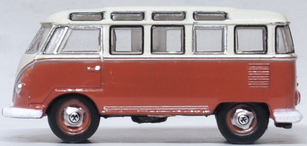 Oxford Diecast Sealing Wax Red/Beige Grey VW T1 Samba Bus.  NWS001 1:148 (N) Scale