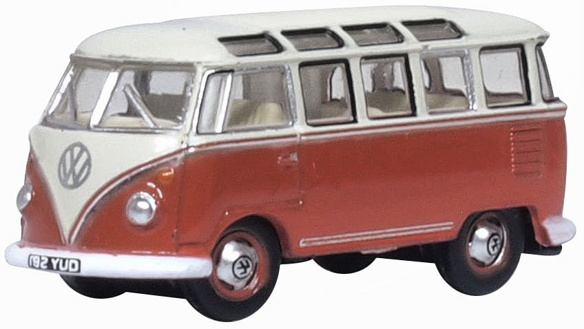 Oxford Diecast Sealing Wax Red/Beige Grey VW T1 Samba Bus.  NWS001 1:148 (N) Scale